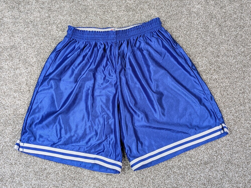 Vtg Eagle USA Mens Shorts 32 34 Blue Satin Athetic Boxing Fighting Wide Leg USA